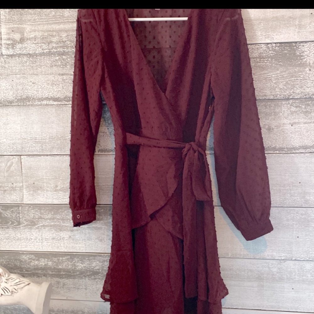 Pink Lily Sheer~ ~ Wrap~. Ruffle dress Medium